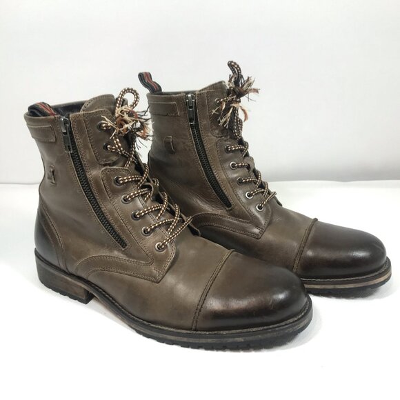 Testosterone Leather Cap Toe Logger Boots Brown Men Size 11 - Picture 2 of 14